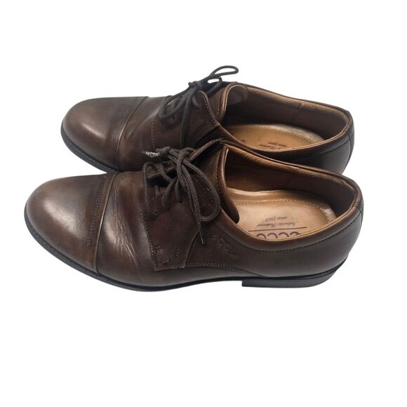 Mens Ecco Lace Up  Dress Shoes Brown SZ 42 EXTRA WIDTH main image 6